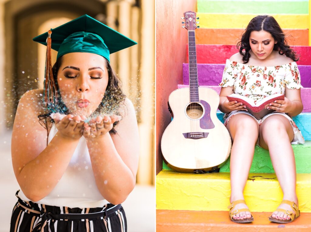 2 image of collage of senior girl and guitar